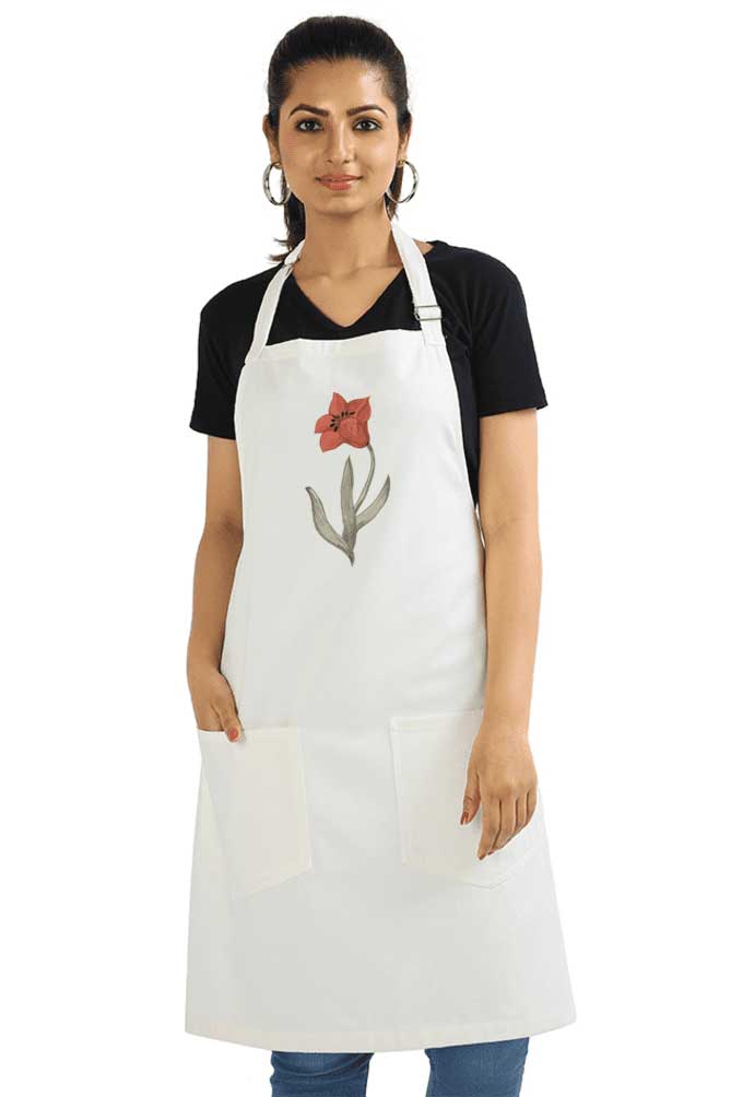 Floral Motif 01 Artist Apron White