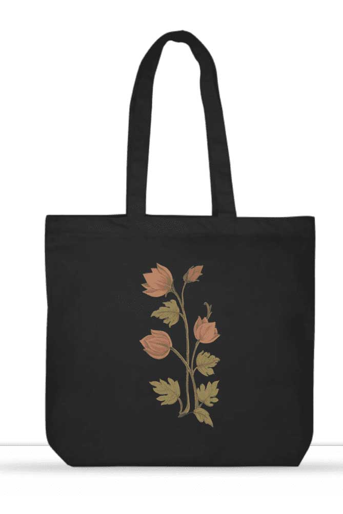 Floral-Motif-02-XL-Tote-Bags-Black