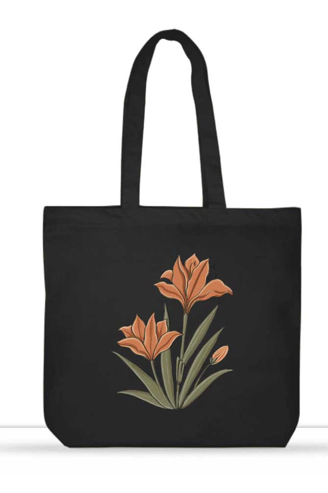 Floral-Motif-04-XL-Tote-Bags-Black