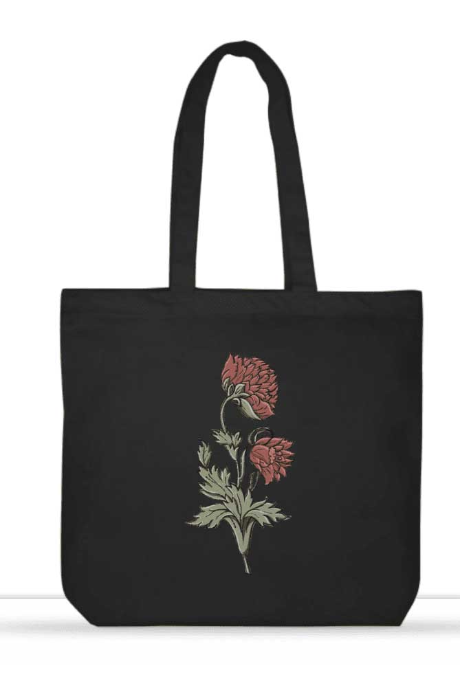 Floral-Motif-06-XL-Tote-Bags-Black