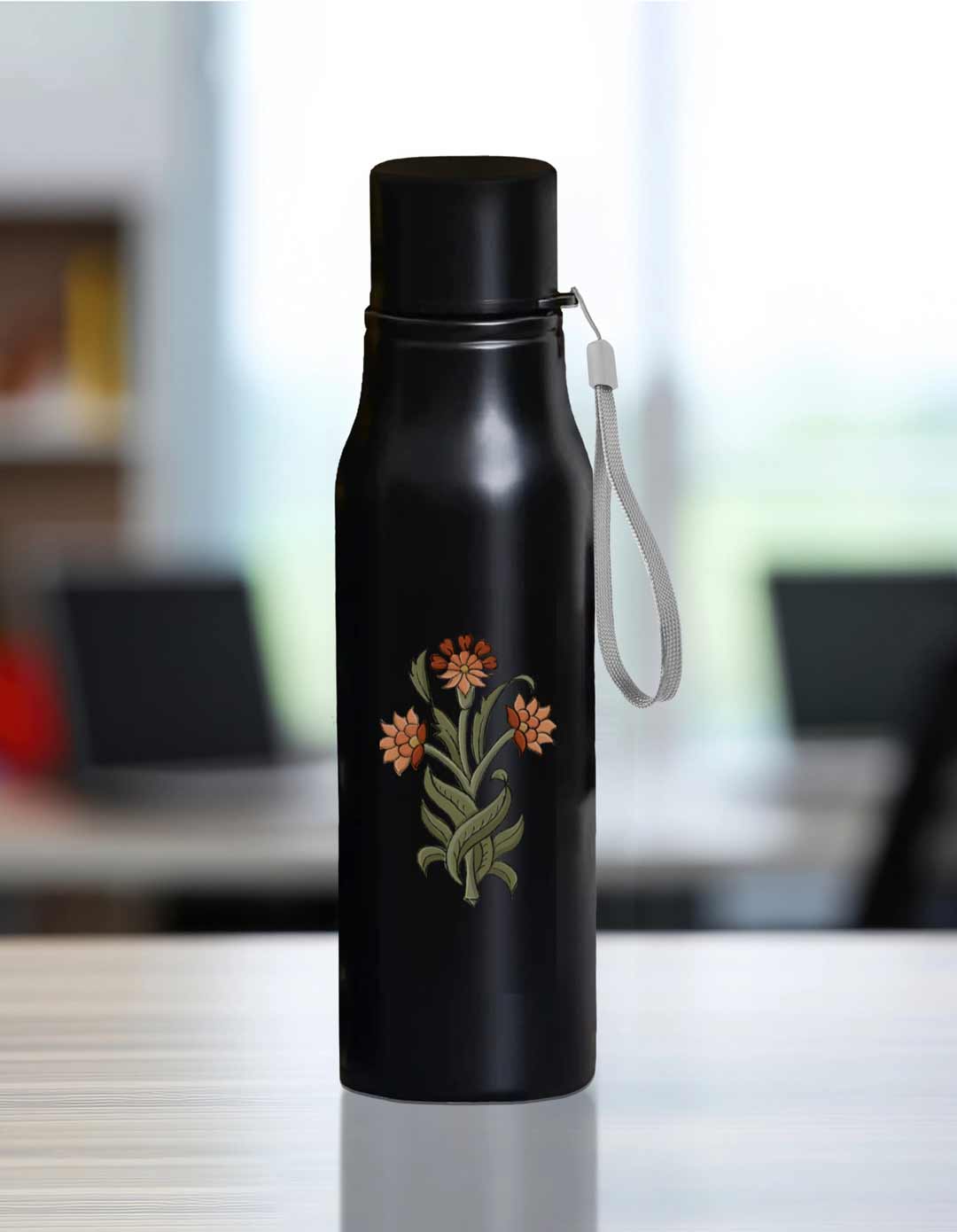 Floral Motif 08 | Steel Water Bottle 01