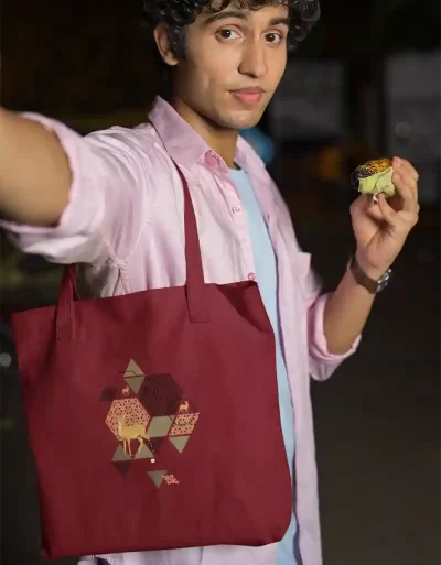 Totebag Doe A Deer Maroon CVR